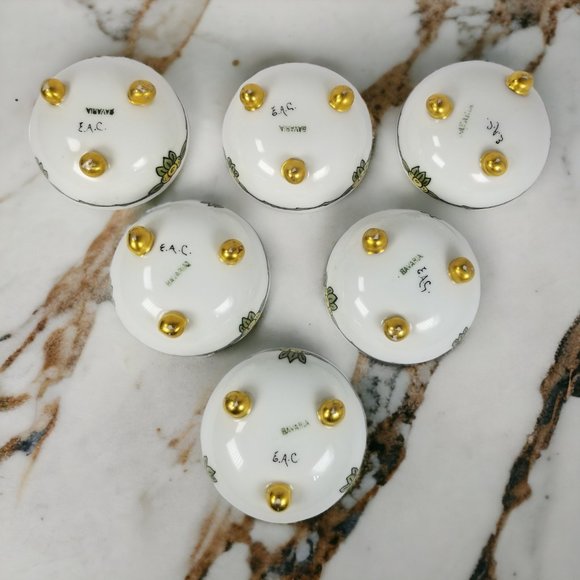 6-Petite Bavaria Footed Bowls E.A.C Fine China Gift Set Antique Collectible Ger - Picture 5 of 11